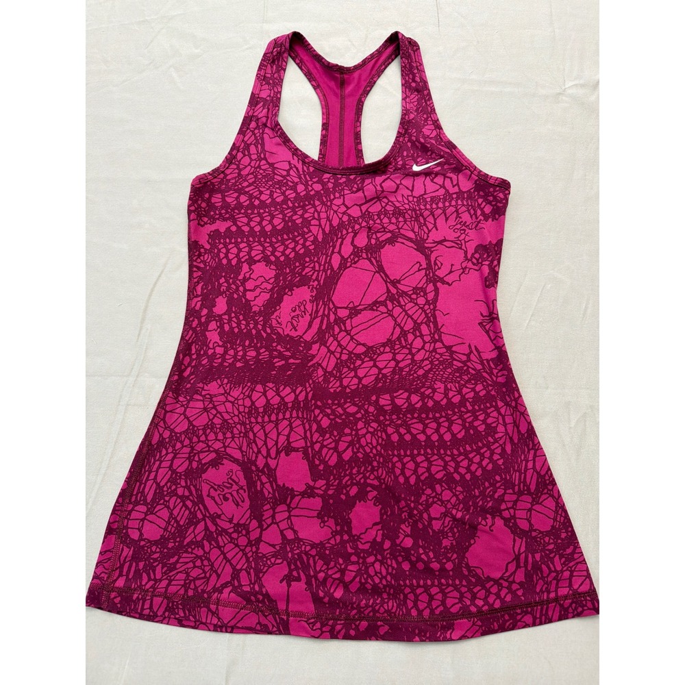 Nike Women's Magenta Purple Abstract Web Print Racerback Tank Top Small